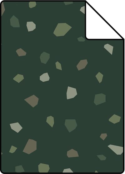 Proefstaal ESTAhome behang terrazzo donkergroen - 26.5 x 21 cm - 139827-S