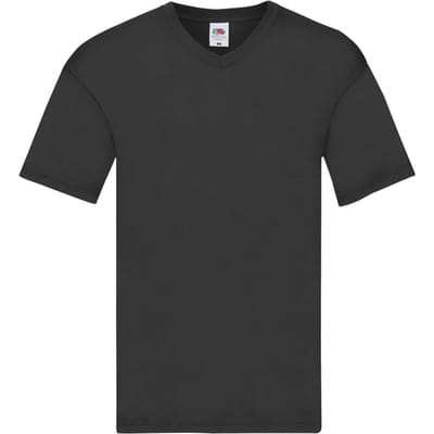Fruit of the Loom Unisex Origineel V Hals T-shirt voor volwassenen (Zwart)