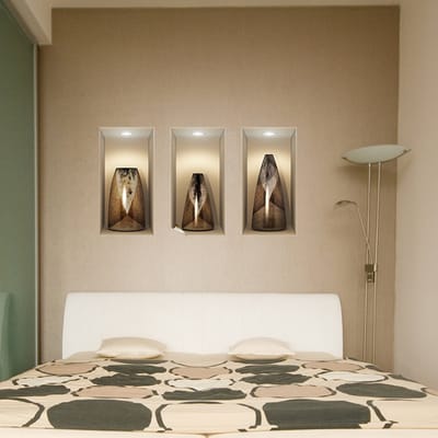 3D-effect sticker van vintage houten vazen, 80 x 120 cm