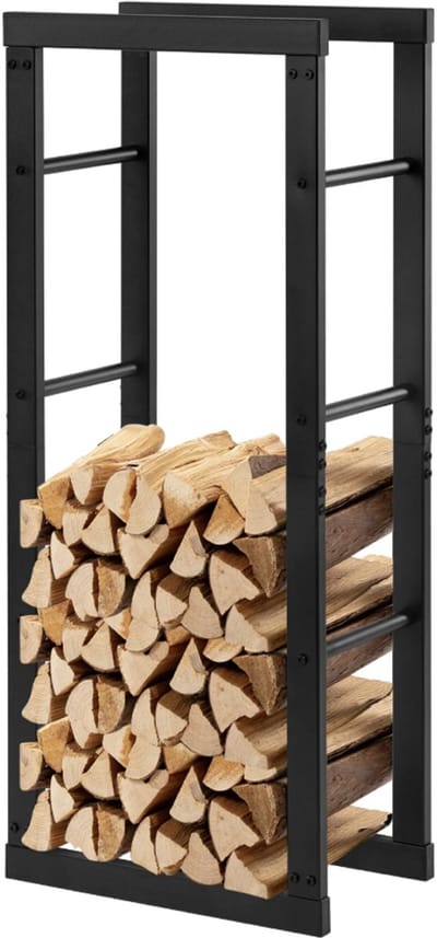 Varnox Houtrek - Houtopslag - Rek - Rek 0penhaard hout - Opslag - Opbergrek - Openhaardhout - Buiten rek - Zwart - 100x40x25cm