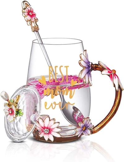 Handgemaakt Theeglas en Koffiemok voor Moederdag - Unieke Geschenken voor Mama en Oma