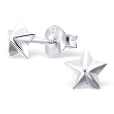 Aramat Jewels | Oorbellen | 925 Sterling Zilveren 3D Sterretjes Oorknopjes 5mm | | | |5mm | Zilver | Kinderen, Volwassenen | Verkleurd niet