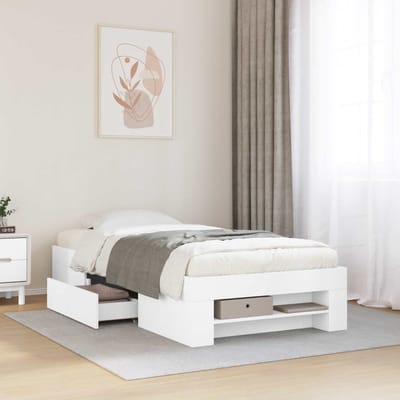 vidaXL - Bedombouw - met - opslag - met - lade - Wit - 80 - x - 200 - cm - Bewerkt - hout