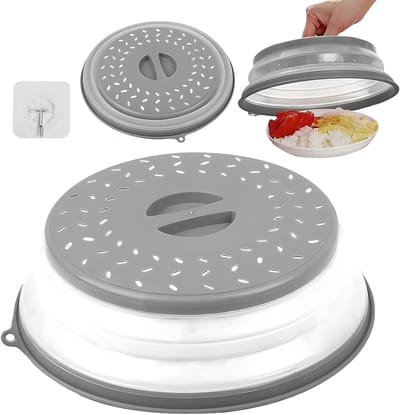 Vouwbare Magnetron Deksel, BPA-vrij, Ideaal voor Voedsel, Fruit en Magnetrongebruik (Grijs)