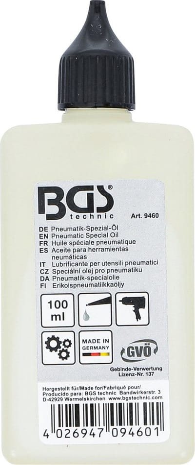 BGS Pneumatische olie, 100 ml - luchtgereedschap - Juiste olie voor Perslucht gereedschap - BGS9460