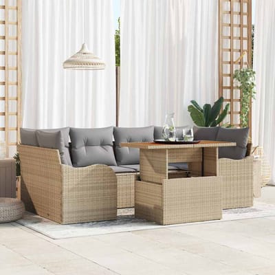 vidaXL - Tuinbank - Set - 7 - st - beige - en - lichtgrijs