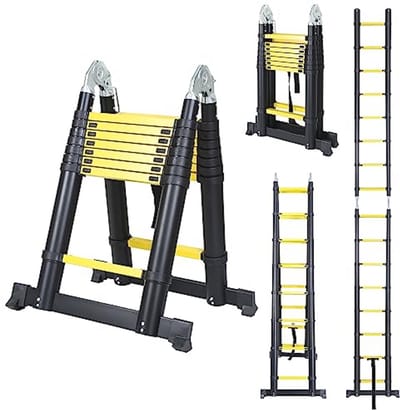 Multifunctionele telescopische vouwladder 5m - Aluminium, draagvermogen 150kg, inklapbaar en anti-slip