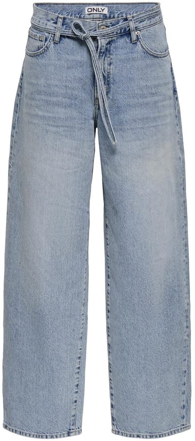 Only blauwe dames jeans   Regular waist   Bleached wash wassing   Straight fit   5-Pocket zakken   Knoop- en ritssluiting   Regular waist Blauw 32/34