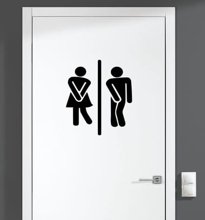 Deursticker - Dame en Heer WC - Zwart 18x16