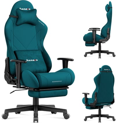 Huzaro Force 5.7 Gaming Stoel - ergonomische gamingstoel met verstelbare functies - veloursstof - Blauwgroen