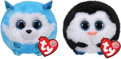 Ty - Knuffel - Teeny Puffies - Prince Husky & Waddles Penguin