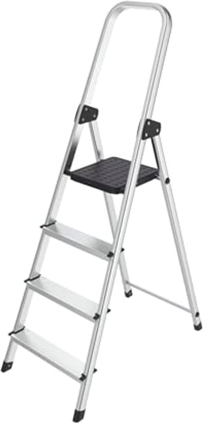 Aluminium Opstapladder 4-traps - Antislip Treden - Lichtgewicht en Veilig