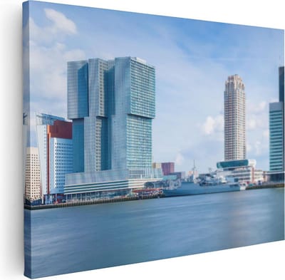 Artaza Canvas Schilderij Rotterdam - 80x60 cm - Wanddecoratie Skyline - Muurdecoratie Stad - Schilderijen Op Canvas