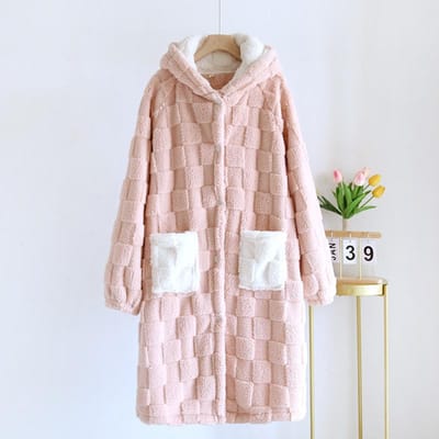 Nieuwe Herfst/Winter Koppel Slaapjas, Fleece en Verdikte Huisbadjas, Heren- en Dames Huiskleding Badjas L white