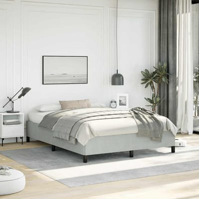 vidaXL - Bedframe - zonder - matras - lichtgrijs - 137x190 - cm - volledig - fluweel