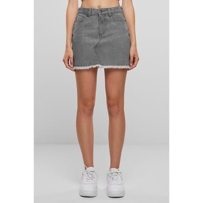 Urban Classics Ladies Heavy Mini Denim Skirt New Grey Washed Maat: 30 | Spijkerrokken Outlet | Dames | Grijs