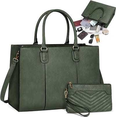 Grote Handtas voor Dames - 15,6 Inch Laptoptas, Shopper, Werktas met Clutch