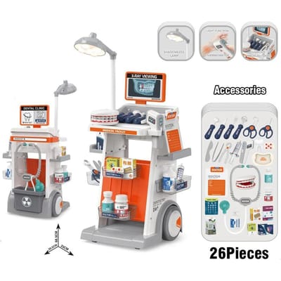 Kinder Dokter Speelset met Medische Trolley Stethoscoop Injectie Speelgoed voor Thuis Tandarts Ziekenhuis Doe-alsof Spel Kerstcadeau gray