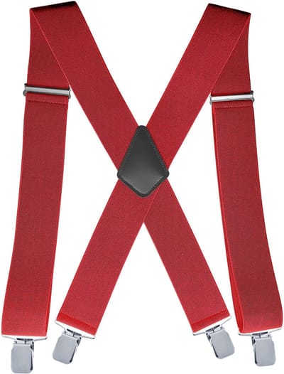Fako Fashion - Brede Heren Bretels - Volwassenen - 50mm Breed - 4 Clips - 28mm Brede Clips - XL - 120cm - Rood