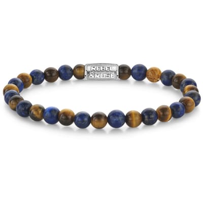 Rebel & Rose armband Mix Tiger Lapis 6mm unisex RR-60133-S