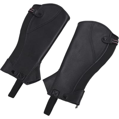 1 Paar Paardrij Halve Chaps Stijlvol Comfortabel Koeleer Ritssluiting Ruitersport Halve Chaps voor Volwassenen black