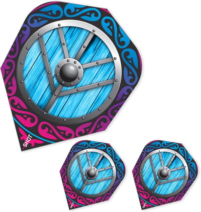 Dart Flights - Viking Schild - Darts Spel - 100 Micron Dik - No6 Shape - Zwart Tribal