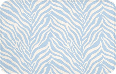 Badmat 80x50 cm - Antislip - Zebra - Motief - Blauw - Wit - Badmatten voor badkamer - Badkamermat - Douchemat - Badkamer mat