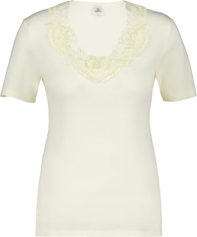 Toker Dames Shirt met kant - Licht Geel - 100% katoen - Maat 36/38