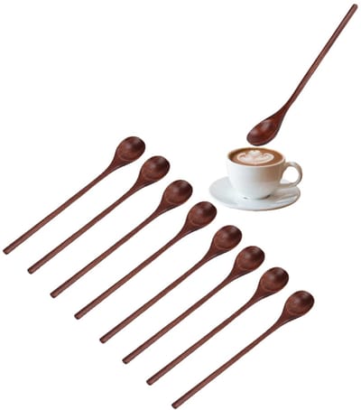 Dailygoods- Houten Lepel - Set van 8 Stuks - Multifunctioneel - Handgemaakt - Milieuvriendelijk - Comfortabel Ontwerp - Keukenlepel