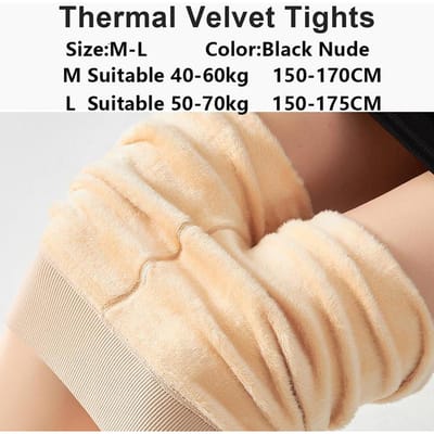 Kave 300D Nude Fleece gevoerde Leggings Dames Winter Warm Dikke Panty Zwart Thermisch Fluweel Broek Buikcontrole Zacht Rekbaar M 40-60kg beige
