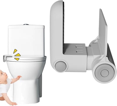 Veiligheidsslot voor het toilet voor kinderen - Kindvriendelijk, eenvoudig te installeren, wit kunststof met silicone pad