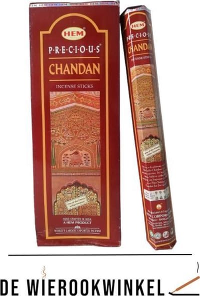 De Wierookwinkel – Doos - Wierook - Chandan - Precious Chandan - Chandan Wierook - Wierookstokjes Chandan - (HEM) - Wierooksticks - Incense sticks - 6 Kokers - 120 Stokjes