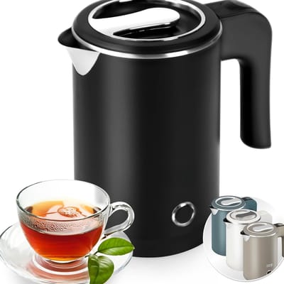 QIN® Waterkoker - Elektrische Waterkoker - Waterkoker RVS - Waterkoker - Zwart - 12cm x 12cm x 15cm