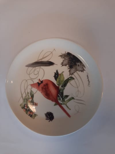 Nature's Journey Cardinal Dessert Plate Marjolein Bastin Red Bird 2008 DEMDACO