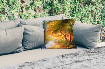 Buitenkussen - Natuur - Schilderij - Boom - Water - 45x45 cm - Weerbestendig