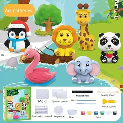 Enfants Créatif DIY Moule en Plâtre Ensemble Complet Peinture à la Main Coloration Pigment Licorne Gâteau Animal Art Graffiti Mini Jouets vert