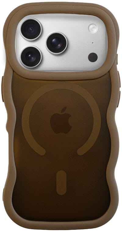 xoxo Wildhearts magnetisch hoesje geschikt voor iPhone 17 Pro MagSafe - Matte Wavy Case (bruin) - Backcover hoesje - Optimale bescherming - Telefoonhoesje met golven - Gebogen design - Bruin