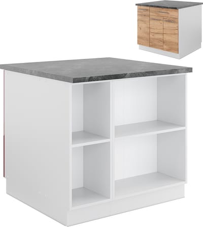 Vicco Fame-Line Keukeneiland – 90 cm met lade, zonder werkblad Eik goud/wit