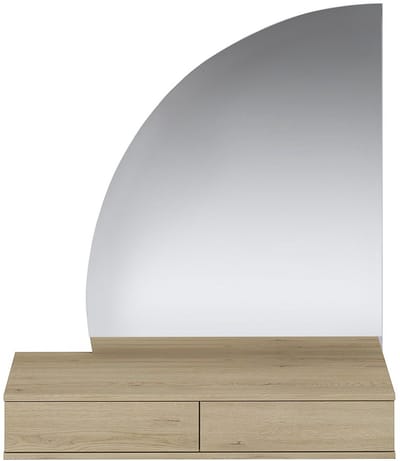 Vente-unique Zwevende kaptafel met ledspiegel - 2 lades - Kleur: Licht naturel - JINEZA