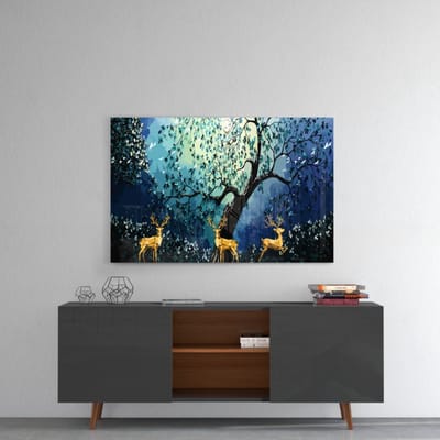 Gouden herten glas schilderij