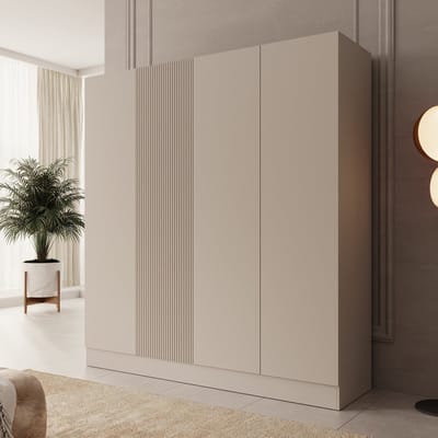 Meubella - Capri - Kledingkast 4-deurs - Beige - 205x55x220 cm
