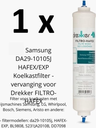 1 x vervanging voor Samsung DA29-10105J HAFEX/EXP Koelkastfilter - vervanging Drekker FILTRO-HAFEX,filtermodellen: da29-10105j, HAFEX-EXP, BL9808, 5231JA2010B, DD7098