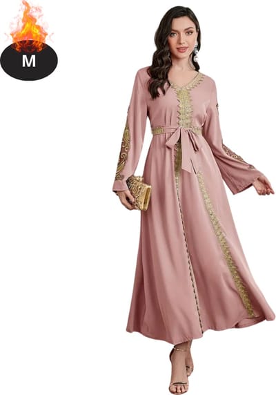 Bovista Islamitische Kleding - Djellaba Dames - Moslim Kleding - Arabisch Dames Kaftan - Alhamdulillah - Perzik - M
