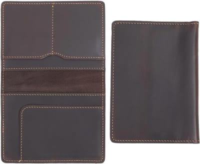 Dailygoods - Beschermhoes van rundleer voor paspoort, RFID-geblokkeerd, kaartsleuven, reisportemonnee, organizer voor belangrijke documenten, beschermhoes, koffiebruin, 14,3 x 10,5 cm
