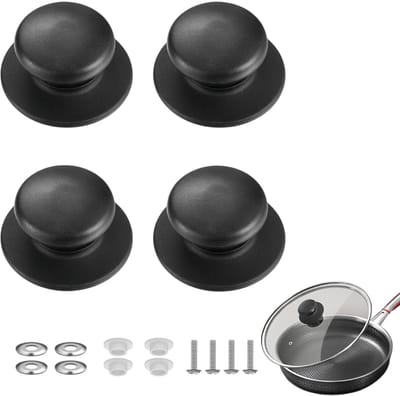 4 stuks Potdekselknoppen, universele vervangende pandekselknoppen, Potdekselknoppen, kookgereiknoppen, kookgerei potdekselknoppen (zwart)