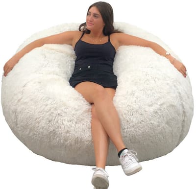 Bananair - Zitzak XXL afneembare hoes - imitatiebont - Wit - 140 cm