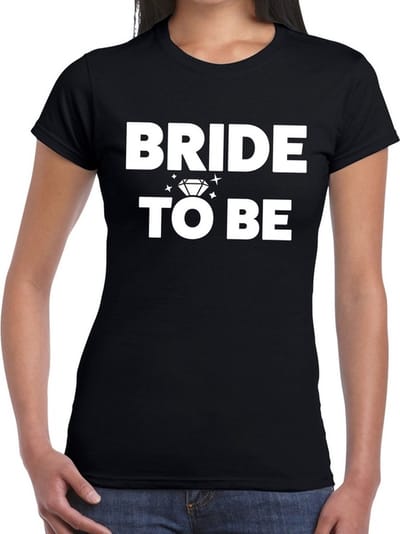 Bride to Be tekst t-shirt zwart dames - dames shirt Bride to Be - Vrijgezellenfeest kleding XS