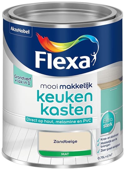 Flexa - Mooi Makkelijk Keukenkasten Mat - Zandbeige - Mengverf - 750 Ml