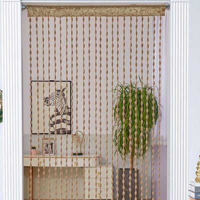 Deurgordijn - Kralenkwastjes - 100×200cm - Decoratief polyester kwastjesgordijn - Achtergronddecoratie - Snelle installatie - Geschikt voor deuren, balkons, slaapkamers en woonkamerwanden - Khaki