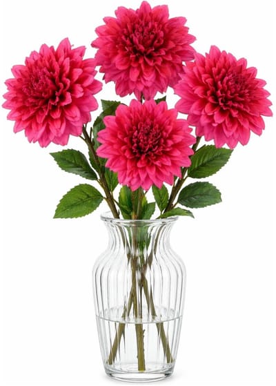 Mica Decorations Kunstbloem Dahlia Floristic - 4x - H75 cm - roze - kunststof - stelen kunstbloemen - boeket - bloemetjes